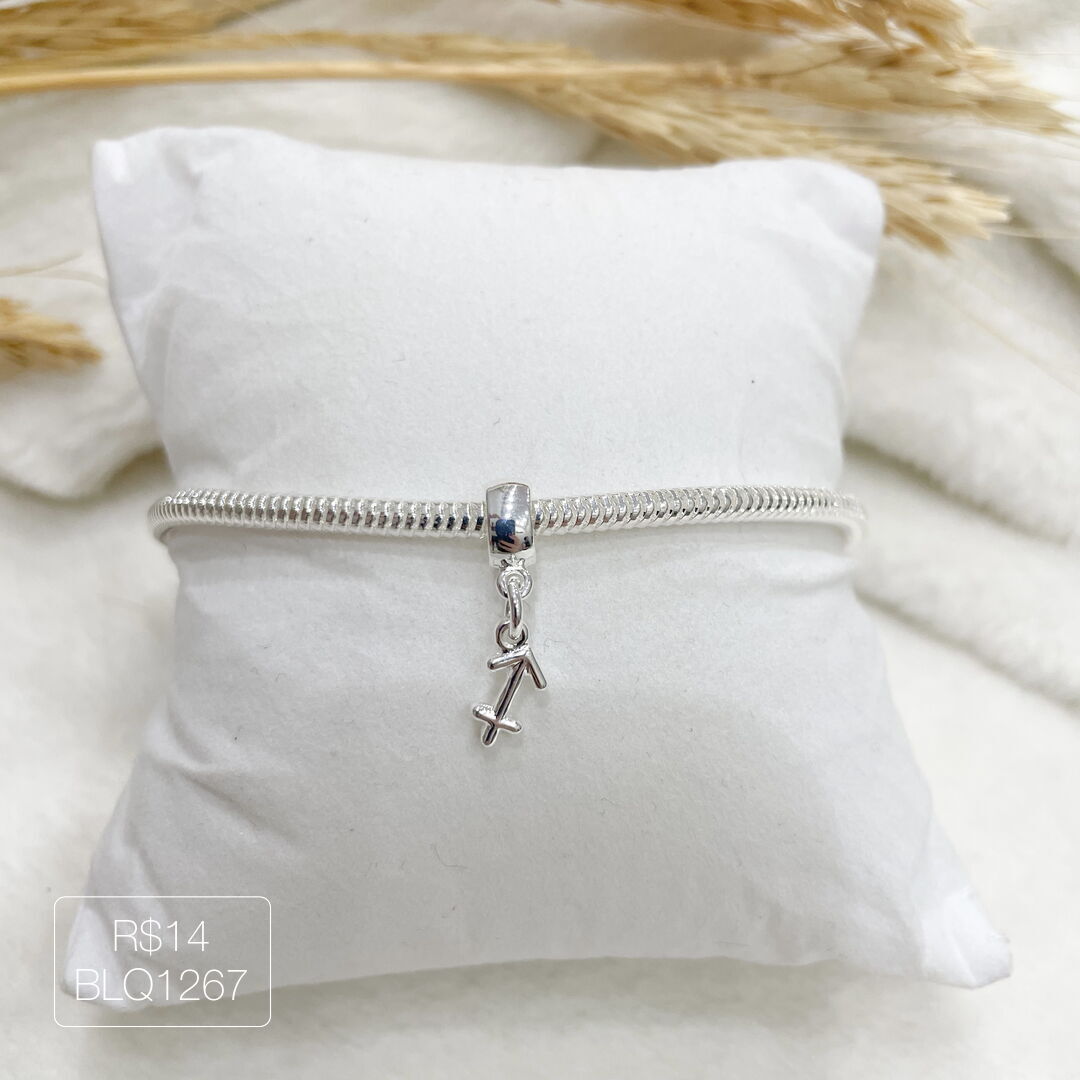 Berloque Signo Sagitário Liso Prateado